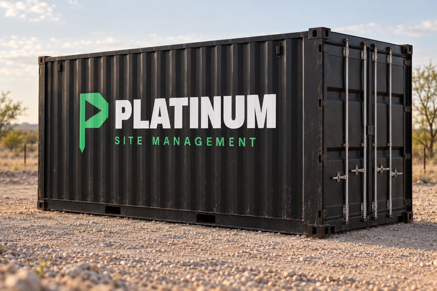 Shipping container for jobsite storage
